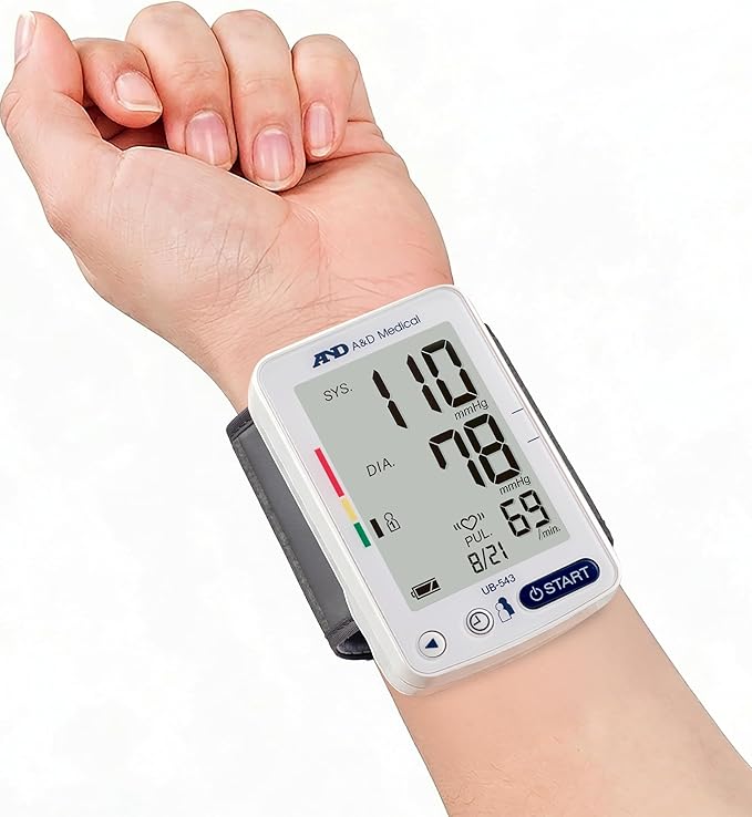 A&D Medical Essential One Wrist Blood Pressure Monitor for Home Use, UB-543, BP Adjustable Cuff (5.3-8.5"/13.5-21.5 cm), 2 Users, One Button Operation, 60 Reading Memory, Carrying Case, 2 AAA Battery