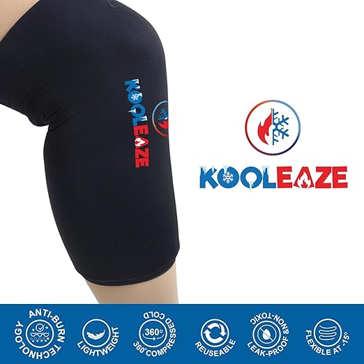 KOOLEAZE Reusable Gel Ice Pack Sleeves for Hot and Cold Therapy – Multipurpose Support | Pain Relief, Swelling Reduction, and Injury Recovery - Knee