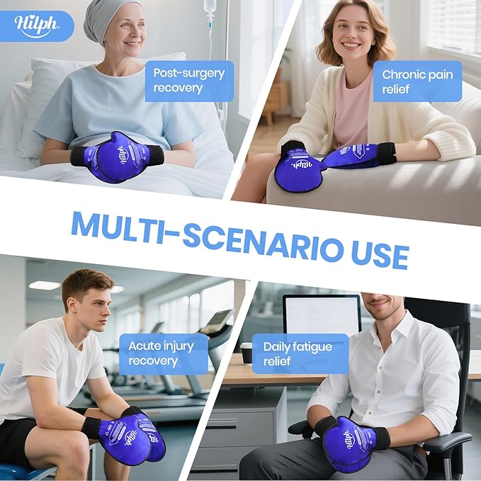 Hilph Large Hand Ice Pack Gloves for Pain Relief 2 Pack, FSA Eligible, Gel Cold Therapy Gloves for Full Hands Finger Wrist Swelling, Chemotherapy & Neuropathy, Carpal Tunne, Arthritis, Working Hands