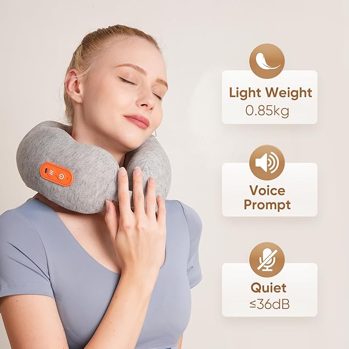 Howdy Shiatsu Neck Massager with Heating [2026 Upgraded], Heated Neck Pillow Cordless for Pain Relief Deep Tissue Kneading, Valentine's Day for Her/Him Gift, 2-in-1 Portable for Airplane Travel