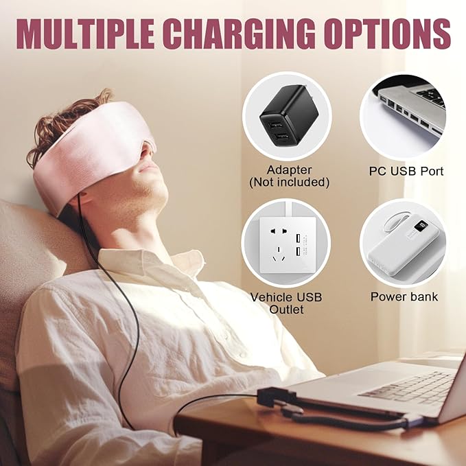 Heated Eye Mask for Dry Eyes and Sinus Pressure Relief, Ultra Soft Face Heating Pad for Tension Headache Relief Pink