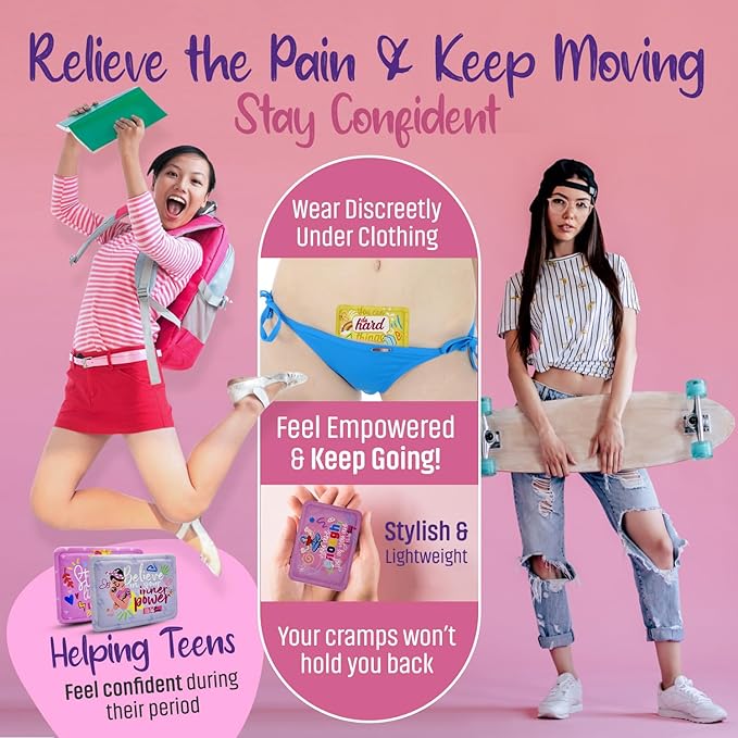 Period Heating Pad for Cramps – Period Kit for Teens, Tweens, Girls, and Women Essentials -Period Stuff -Disposable Heating Patches for Menstrual Cramp Pain Relief, Portable Heat Therapy