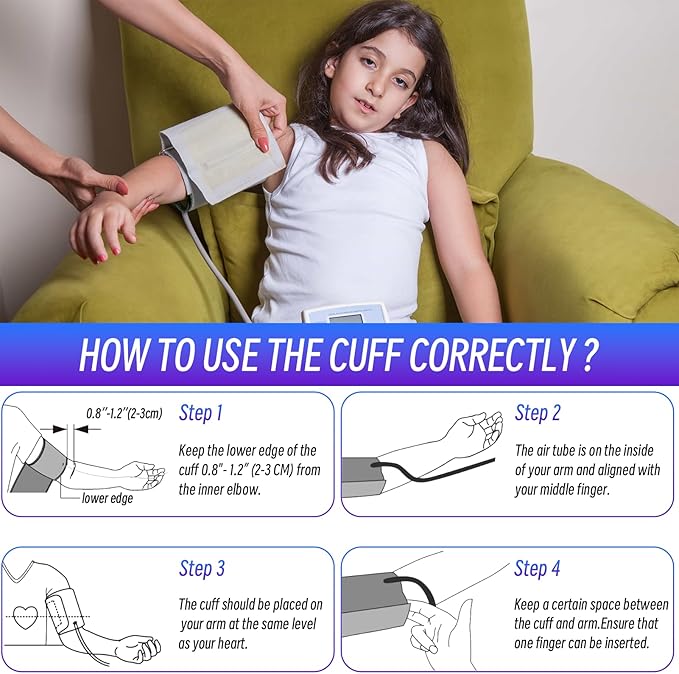 Child Extra Small Cuff Compatible with Most BP Monitors 4”-8” Inches (10-20CM) Blood Pressure Cuff ARM BP Replacement Cuff for Pediatric (Extra Small)