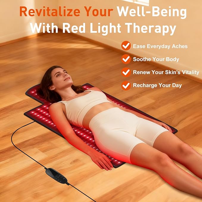36'' x 16'' Red Light Therapy Mat for Body, 325 LEDs Near Infrared Light Therapy Wrap Belt Pad Blanket with 660nm & 850nm for Back, Belly, Waist, Chest, Knee Joint and Muscle