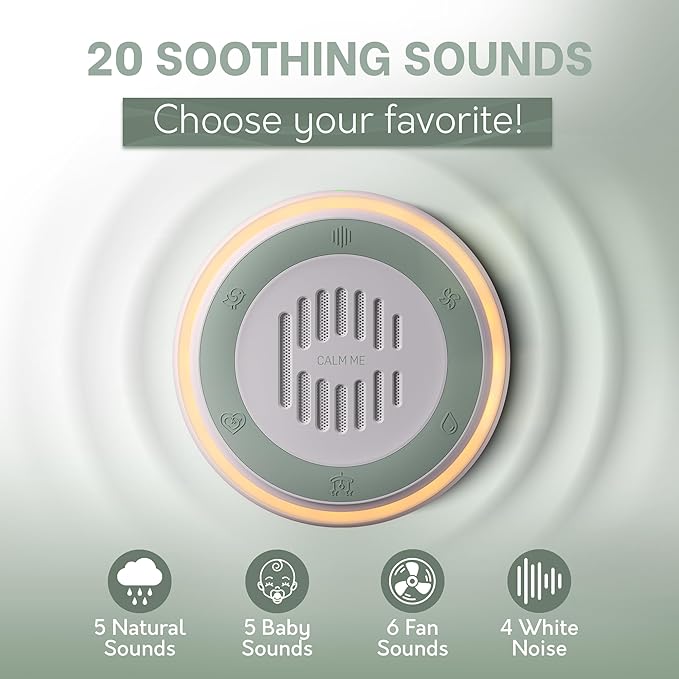 Wall Plug in White Noise Sound Machine for Office Privacy & Noise Canceling, White Noise Machine for Sleeping Adults & Baby, Therapy Noise Blocker with 20 Soothing Sounds & Nightlight by Calm Me.