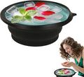 Silicone Face Bowl for Ice with Built-in Icetray, Collapsible Face Ice Bath Bowls for Home&Travel Ice Water Facials, Ice Face Bowls for Cold Plunge Therapy, Skin Tightening (M-Black)