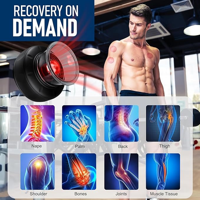 5-in-1 Smart Dynamic Cupping Set, 12 Levels Cupping Kit for Massage Therapy with Red Ligh-t Therapy&Heat Penetrates for Targeted Pain Relief, Knots, Aches, Muscle Soreness - 2Pcs(Black&Black)