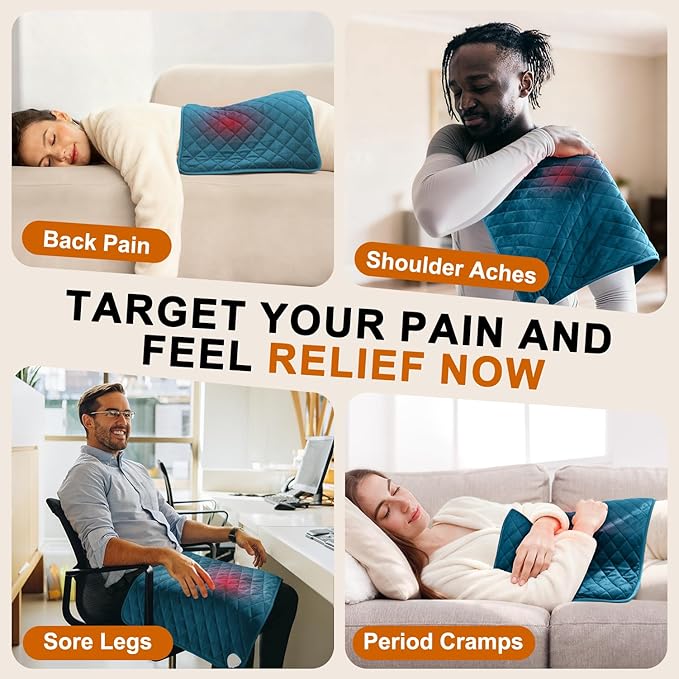 Heating Pad for Back & Period Cramps – 35"x20" King Size, Electric Heating Pads for Shoulder Neck Knee Arms, Dry/Moist Heat, 6 Heating & Auto Off, Machine Washable, Birthday Gifts for Women & Men