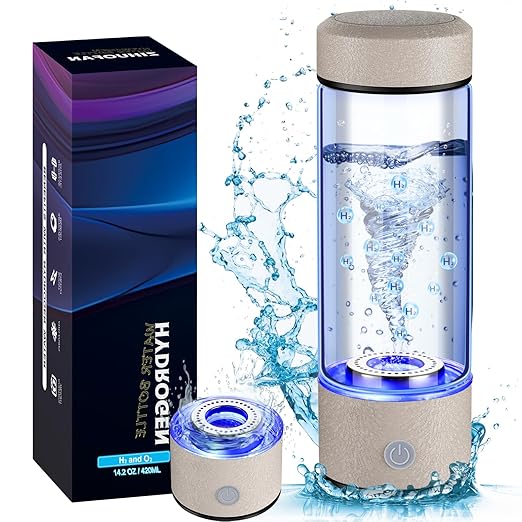 New Hydrogen Water Generator Bottles, Portable Hydrogenated Water Bottle with SPE PEM Technology, 420ml Hydrogen Water Bottle Generator, Rechargeable Ionizer Machine for Home, Office, and Travel