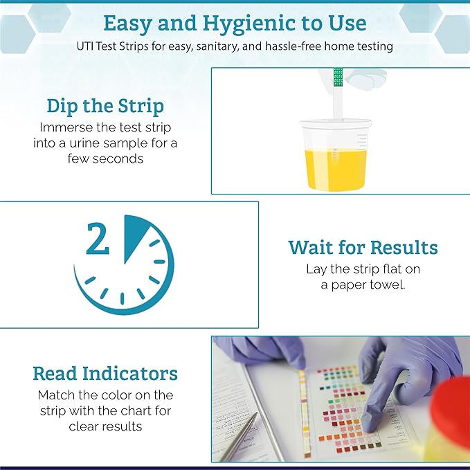 Easy Lab UTI Test Strips, At-Home Detection - Quick & Reliable Urinary Track Infection Test - 3 Count
