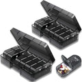 2 Pack Weekly Pill Boxes and Organizer 2 Times a Day, Travel Essentials 2 Week 14 Day Morning and Night Pill Dispenser, Black Large Daily Am Pm Pill Organizer 7 Day for Vitamin