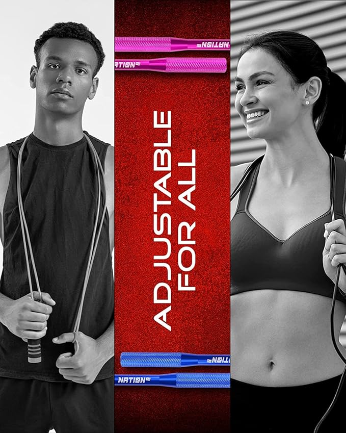 WOD Nation Aluminum Handle High Speed Adjustable Jump Rope for Women and Men - Perfect Skipping Rope for Boxing, Fitness, Workout