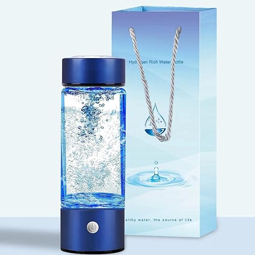 SHINKAI Hydrogen Water Bottle 450ml Portable Hydrogen Ionizer with SPE/PEM Technology, Rechargeable Hydrogen Rich Water Generator for Home, Office, Travel & Gym (Blue)