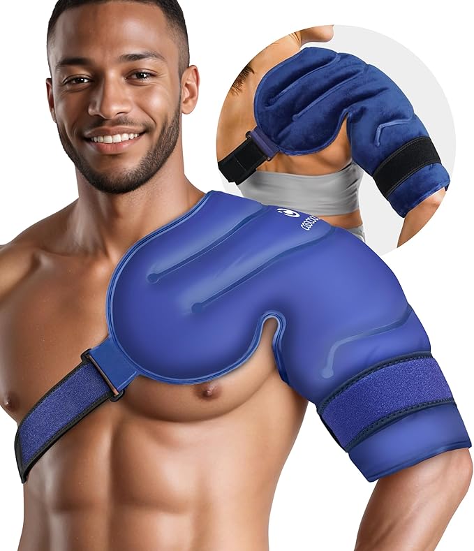 CooCoCo Shoulder Ice Pack Rotator Cuff Cold Therapy Wrap, HSA Eligible Ice Packs for Injuries Reusable, Instant Cold Compression Brace for Shoulder Pain Relief & Tendonitis, Recovery After Surgery