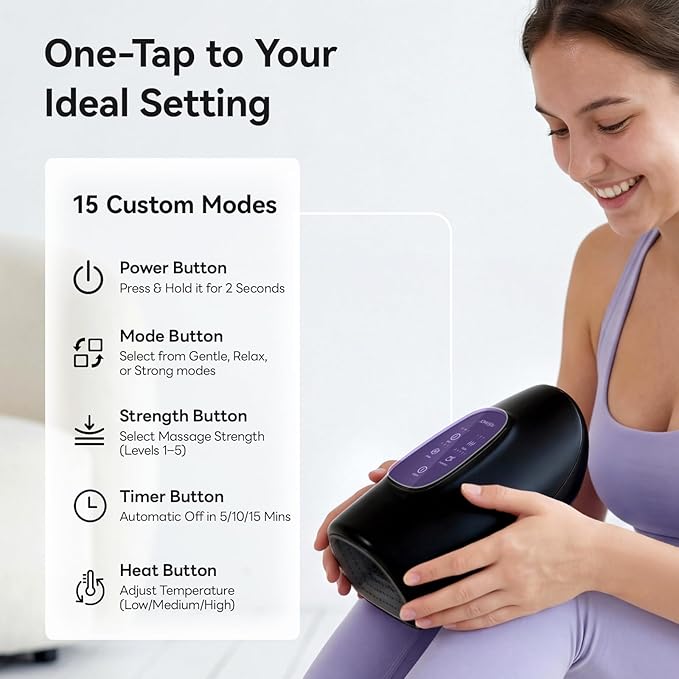 vrenmol Hand Massager with Heat and Compression: Heated Hand Massager Rechargeable Massager 5 Level Compression 3 Modes 5 Temperatures Full Cover Massage for Wrist Gifts for Women Men