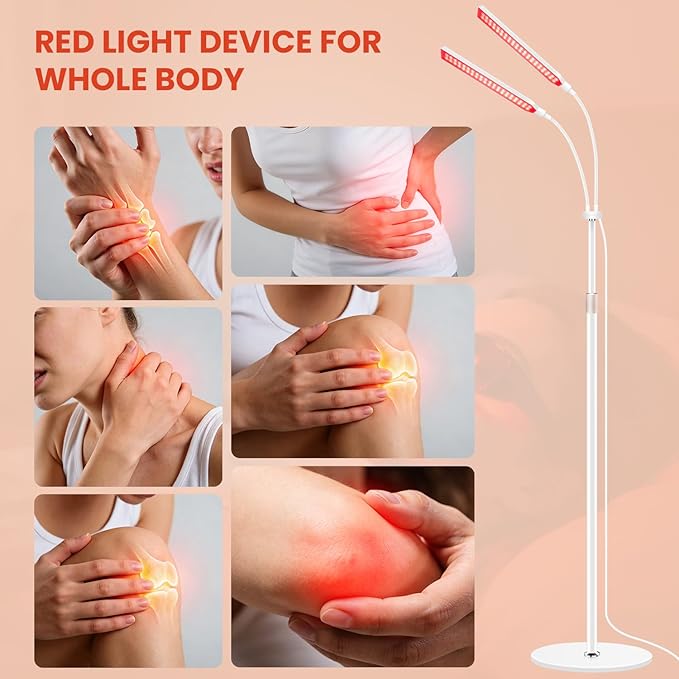 Wolezek Red Light Therapy Lamp for Body Face, 80 3-in-1 LED Beads Red Infrared Light Therapy Device with Timer, 5-Level Brightness, 660nm & 850nm Dual Wavelength for Skin Muscle, Home Use, 2-Head