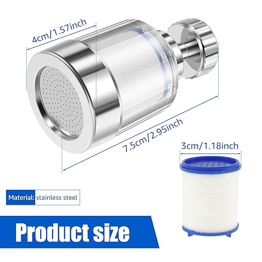 3 PCS Sink Filter Water Faucet, 360 ° Rotating Bathroom Sink Filter, Removes Chlorine Fluoride Heavy Metals Hard Water for Home Bathroom & Kitchen