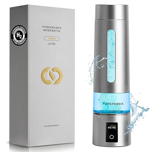 Hydrogen Water Bottle Generator-Up to 8100 PPB Molecular Hydrogen, 12-Hour Hydrogen Retention, IHSA Certified SPE/PEM Tech, Portable Hydrogen Bottle, Healthy Gift (Platinum)