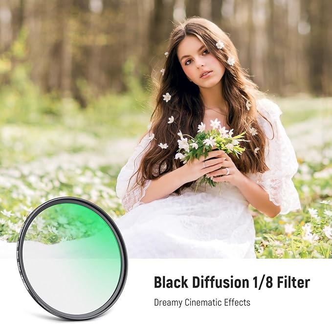 Neewer 62mm Black Diffusion 1/8 Filter Soft Dreamy Cinematic Effect Filter Ultra Slim Water Repellent Scratch Resistant Optical Glass, Multi Nano Coatings for Video/Vlog/Portrait