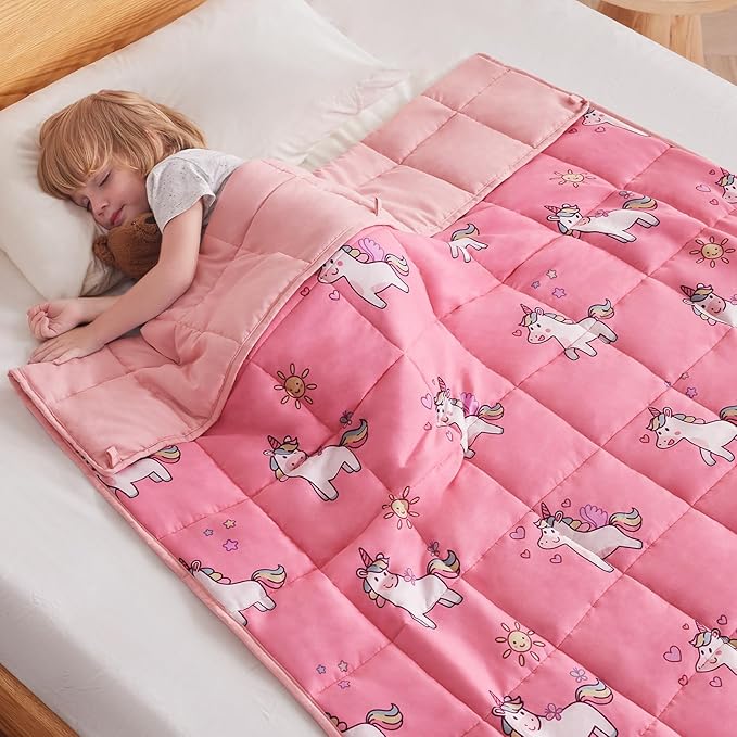 anfie Weighted Blanket Kids(40"x60" 7lbs) Weighted Blanket Cooling Blanket for Sleeping,Throw Size Breathable Blanket with Premium Glass Bead(Little Unicorn)