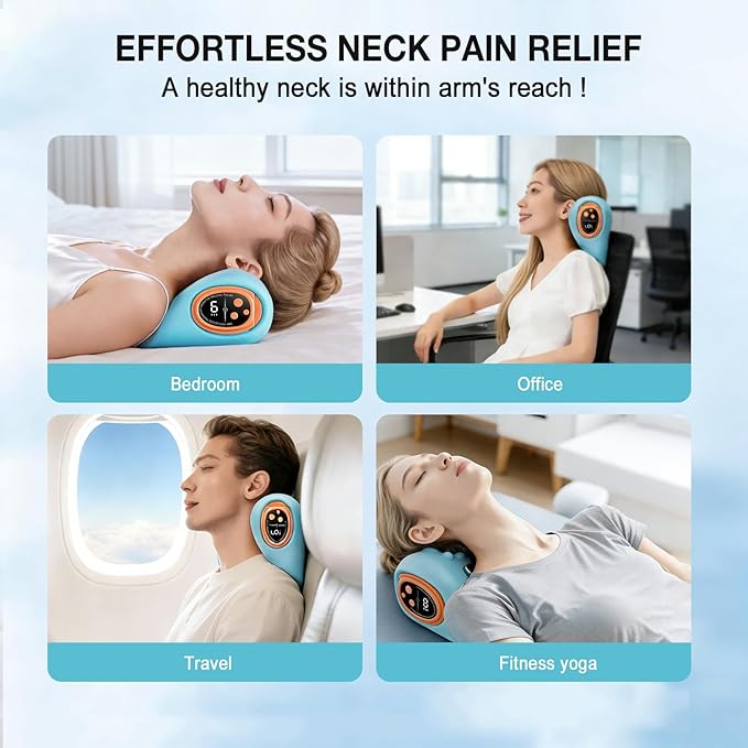 2026 New Upgrade Neck Massager, 3-in-1 Heat, Pulse & Vibration Modes, Ergonomic Electric Neck and Shoulder Massager, for Pain Relief & Relaxation at Home, Office, Travel