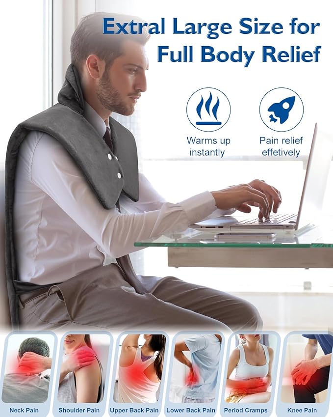 Heating Pad for Neck and and Shoulders and Back, Large 24''*37'' Heat Pad for Full Body, Electric Heated Pad for Seniors Elderly, Anniversary & Birthday Gifts for Women Men Mom Dad Wife Husband