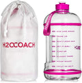 H2OCOACH 1 Gallon Hydration Jug with Time Marker & Measurements, BPA-Free Tritan Sports Drink Container, Motivational Daily Intake Tracker for Gym, Workout, & Fitness Routines (128 oz, Pretty N Pink)