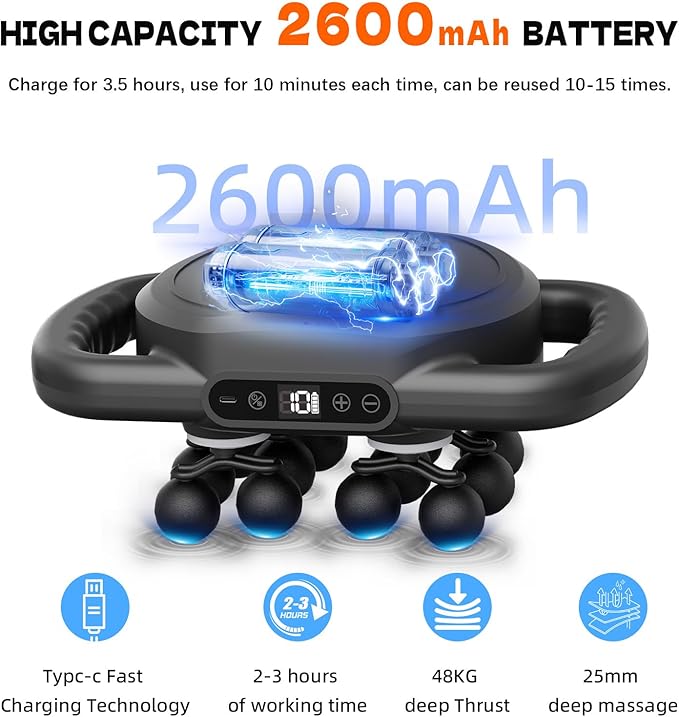 AdamPark 12-Head Deep Tissue Massager Gun, Electric Muscle Massager Handheld Massage Gun with 9 Modes Quiet Massager for Back Pain Full Body Muscle Pain Relief, Ideal Gifts for Women, Men