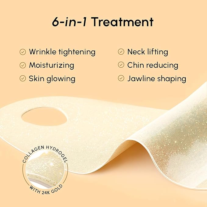 MAREE V Line Lifting Mask with 24K Gold – Deep Collagen Face Mask for Women – Jawline Shaper Mask with Retinol & Hyaluronic Acid – Neck Tightening & Firming – Double Chin Strap for Face Lift