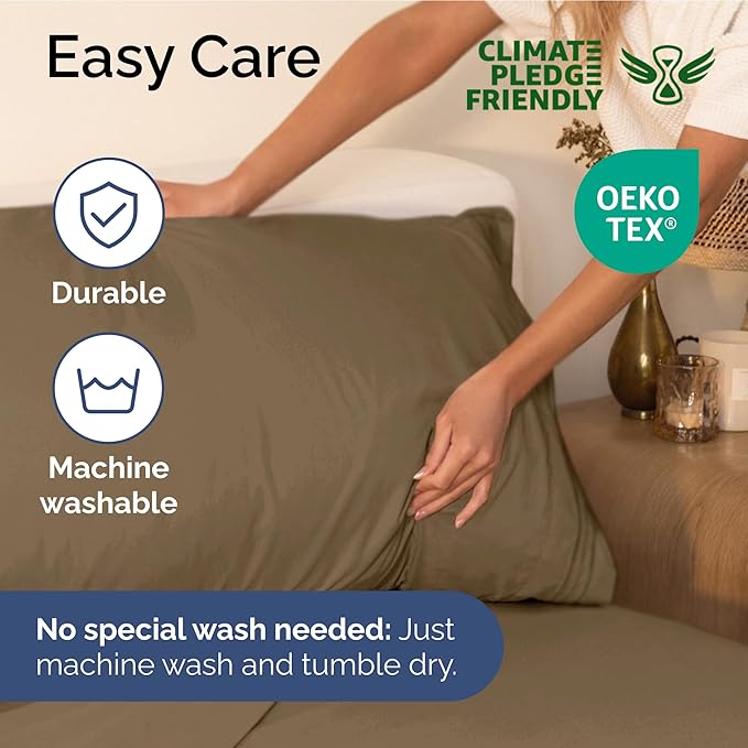 Full Size 4 Piece Sheet Set - Extra Soft, Breathable & Cooling - Hotel Luxury Durable Bed Sheets for Women & Men - Deep Pockets, Easy-Fit & Wrinkle-Free - Neutral Brown Oeko-Tex