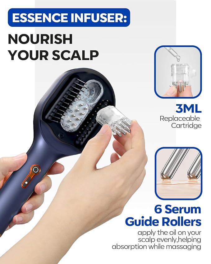 3-in-1 Hair Scalp Massager with Hair Oil Applicator, Electric Head Massager for Home Spa, IPX6 Waterproof 2500mAh Scalp Brush, Detangling Hair Comb -Ideal Gift for Women & Men