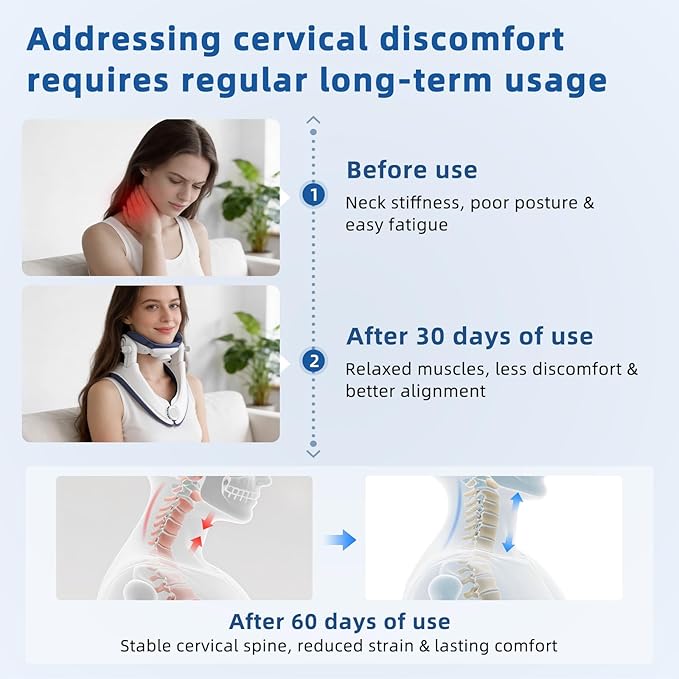 Cervical Neck Traction Device -FSA Eligible HSA Eligible,Adjustable Neck Stretcher,Lightweight Neck Support Brace For Cervical Spine Decompression,Pain Relief Neck Decompression Tension Relief