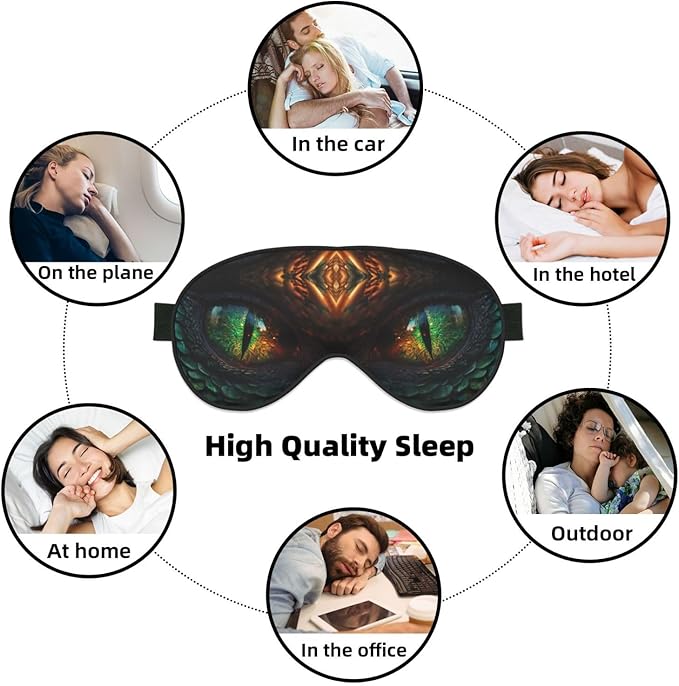 Dragon Eye Sleep Mask Eye Mask with Adjustable Strap Eye Sleep Shade Cover Blocks Light for Women Men Airplane Travel Nap
