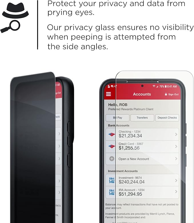 magglass Privacy iPhone SE Screen Protector - Anti Spy Tempered Glass (Case Compatible) (Privacy)