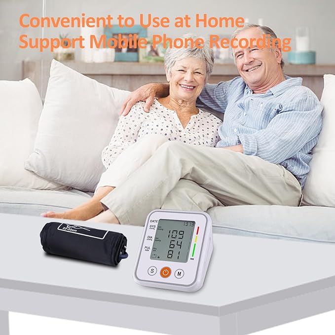 Arm Type Electronic Blood Pressure Monitor,Automatic Accurate Measurement,Large Screen and Large Character,Charging Model Device with USB Cable,2 * 99 Memory,Simple Operation