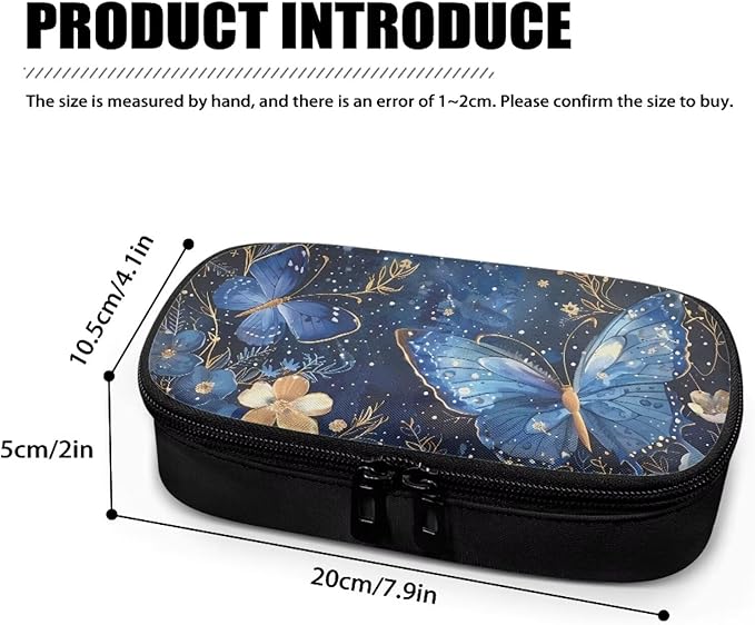 Blue Butterfly Diabetic Supplies Bag Insulin Cooler Case Insulated Diabetic Medication Organizer Carrying Protector with Handle for Insulin Pen, Test Strips, Lancets, Needles