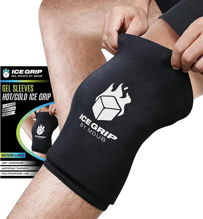 Black Ice Pack Wrap, Hot & Cold Therapy (Small) - Multi-Use Reusable Ice Pack Sleeve for Pain Relief for Knee, Elbow, Hamstring, Shin, Forearm, Ankle