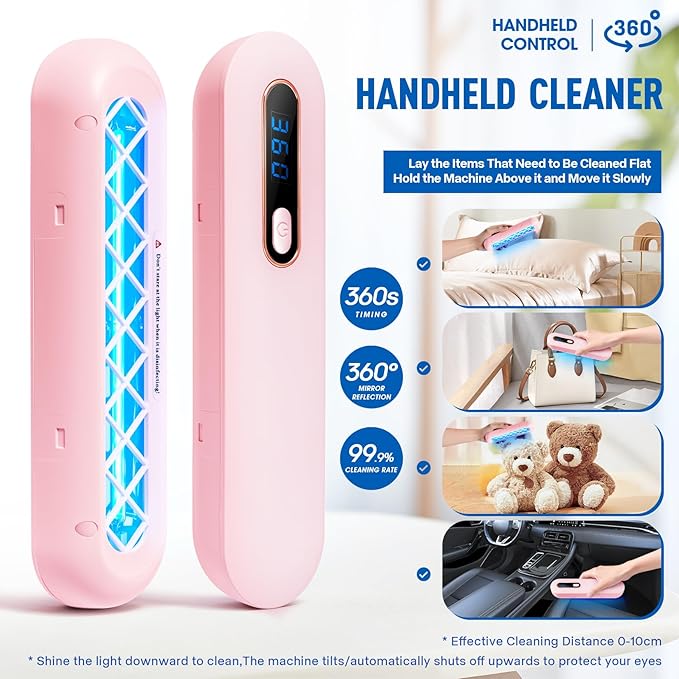 Nail Tool Sterilizer Box - Portable Recharging Nail Tool Cleaner Box Container Plastic Sterilizer Machine for Nail Tools,Tweezers,Hair Salon,Tattoo,Jewelry, Phone (Pink)