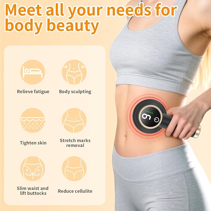 Electric Body Massager, Portable Body Relaxing Machine, Cordless Handheld Massager for Deep Relaxation, 8 Massage Heads, 1800mAh Battery, 9 Modes for Body SPA, Gift for Men Women, Black