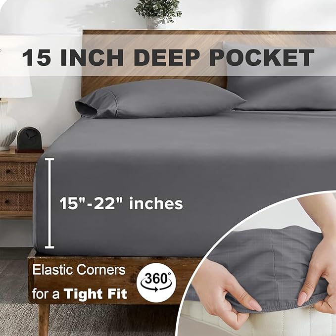 Grounding Sheets,Twin Fitted Sheet with Grounding Wire for Better Sleep,90% Organic Cotton 10% Pure Silver,Earth Connected Bed Sheets(Gray, 39 * 75 * 15inch)