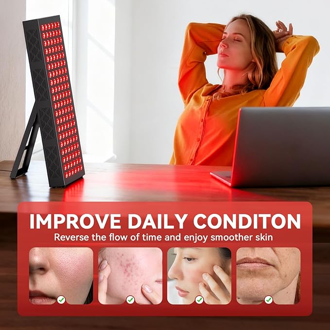 Red Light Therapy Box, 5in1 LED with 630-660-810-830-850, Metal Case, 3 Modes Red Light Panel with Soft Belt, 6 Timing Set - 9 Pulse Modes - 4-Level - Red Light Therapy Panel for Body
