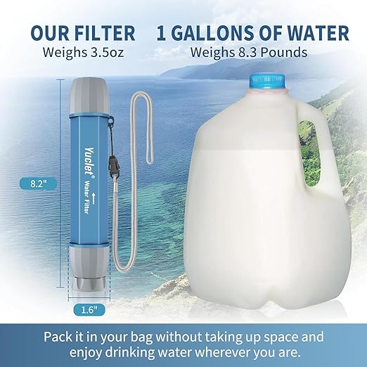 5 Pack Personal Water Filter Straw for Drinking Survival, 0.1-Micron Portable Water Purifier Straw Filters for Camping, Hiking, Travel, Backpacking & Emergency Preparedness
