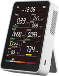 Professional Indoor Air Quality Monitor with AQI Alerts, Portable Real-Time Detector for Home, Car, Plants & Pets (Off White)