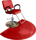 Rhino Mats, Rhino Hide Salon Mat, Non-Slip Standing Cushioned Comfort Anti-Fatigue Mat for Salon, Barbershop, or Spa (Red Semi-Circle, 3' x 5' x 7/8")