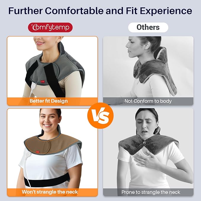 Comfytemp Weighted Heating Pad for Neck and Shoulders, Heating Pads for Back, Wearable Electric Heating Pads, Adjustable Heated Wrap with Auto-Off, Birthday Gifts for Women Men Mom & Mom Day Gifts