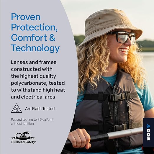 Bullhead Safety Eyewear Pompano Glasses - Anti-Fog, Lightweight, Impact/Scratch Resistant, UV Blocking Sunglasses for Cycling, Fishing, Driving, Clear/Matte Black