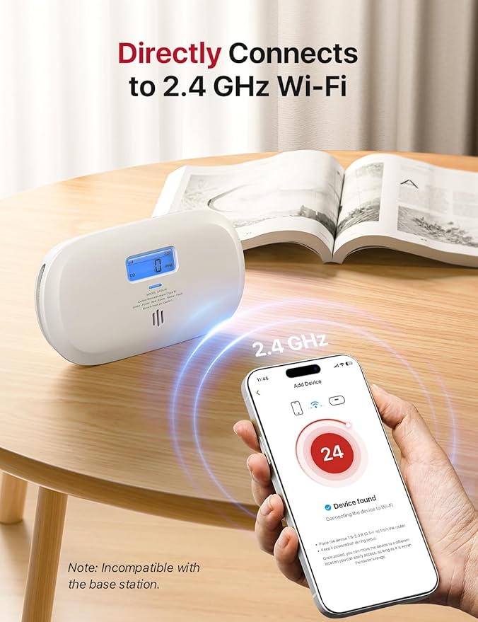 X-Sense Smart Carbon Monoxide Detector XC0C-iR, Silence via App, CO Alarm with LCD Digital Display, Carbon Monoxide Alarm with Replaceable Battery, 1-Pack