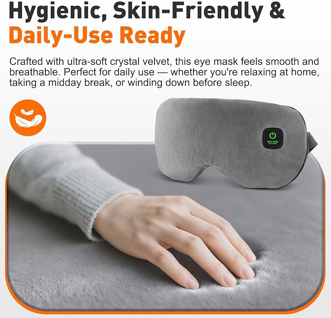 Cordless Eye Heating Pad for Dry Eyes, Heated Eye Mask for Dry Eyes, Heating Eye Mask for Sleep, 3-Level Heatings, 15-Min Timer, Washable Cover, Gift for Women Men, Eye Heating Pad for Travel