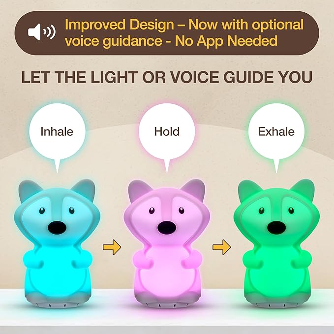 Speaking Breathing Lamp with Guided Meditation & Calming Light | Stress & Anxiety Relief Tool for Adults & Kids | Box Breathing, Sleep, Relaxation & Focus Exercise Device | Self Care Gift