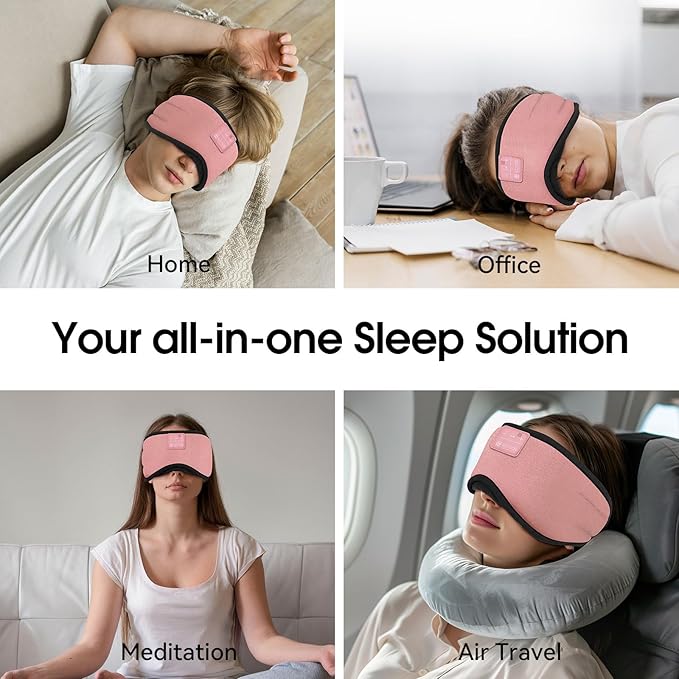 LOVE EYE Sleep Headphones Bluetooth 5.4 Sleeping Eye Mask Wireless Music Earphones with HD Speakers for Side Sleepers Total Blackout Cotton Mask for Travel, Home, Office, Unique Gifts